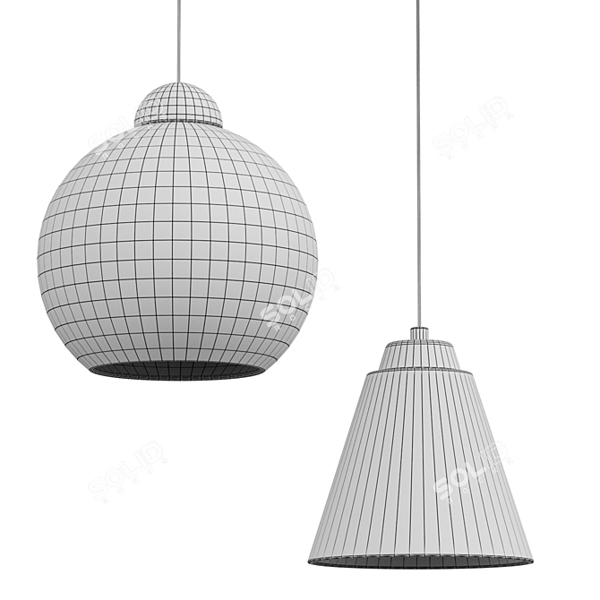 Modern LED Pendant Light Duo 3D model image 2