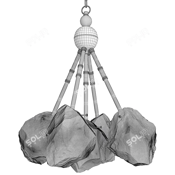 Ice Stone Down Chandelier Light 3D model image 2