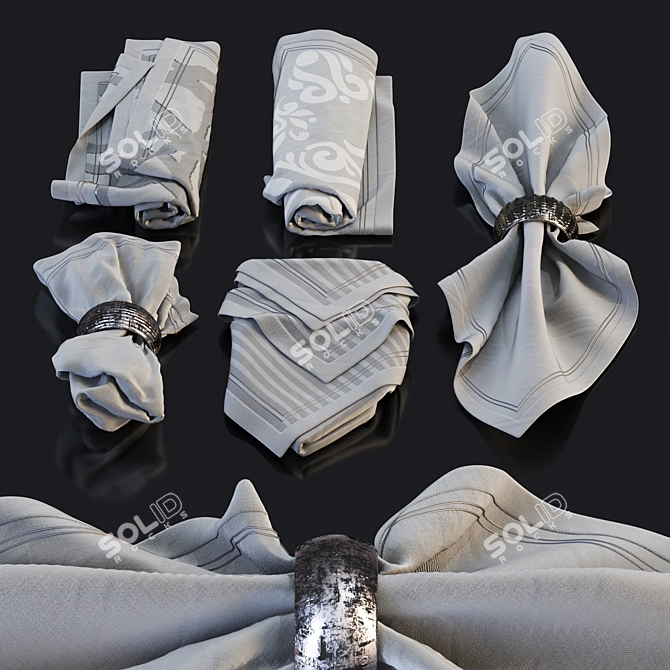 Table Napkin Set For Serving 3D model image 2