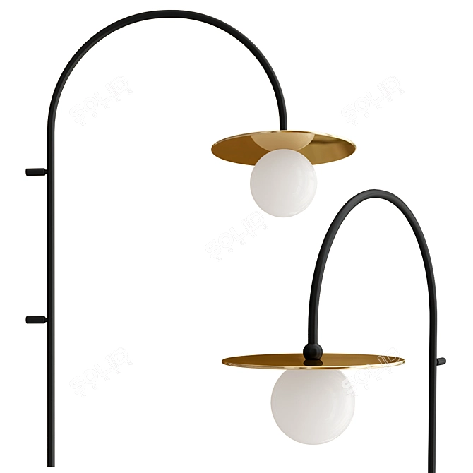 Sleek Charcoal Wall Arch Light 3D model image 1