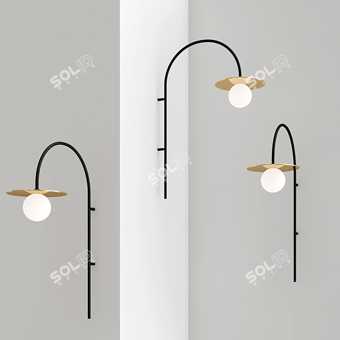 Sleek Charcoal Wall Arch Light 3D model image 2