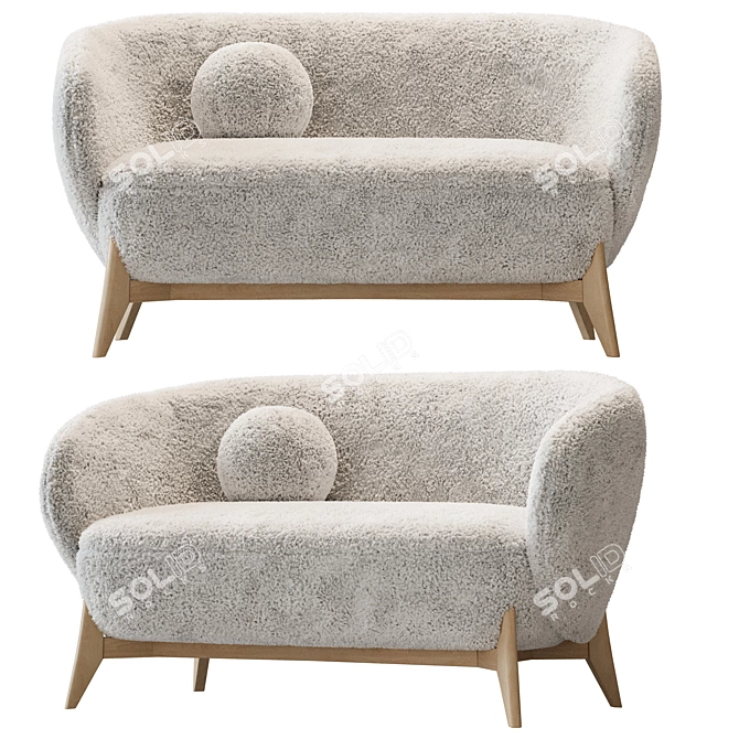 Faux Fur Tilar Sofa White 3D model image 1