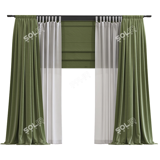 Unique Curtain 3D Model 3D model image 1