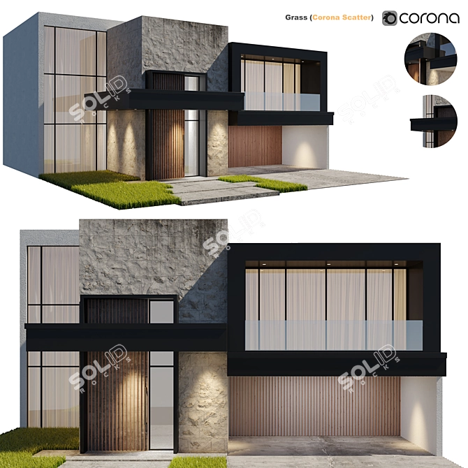 Sleek Modern House Model 2014 3D model image 1