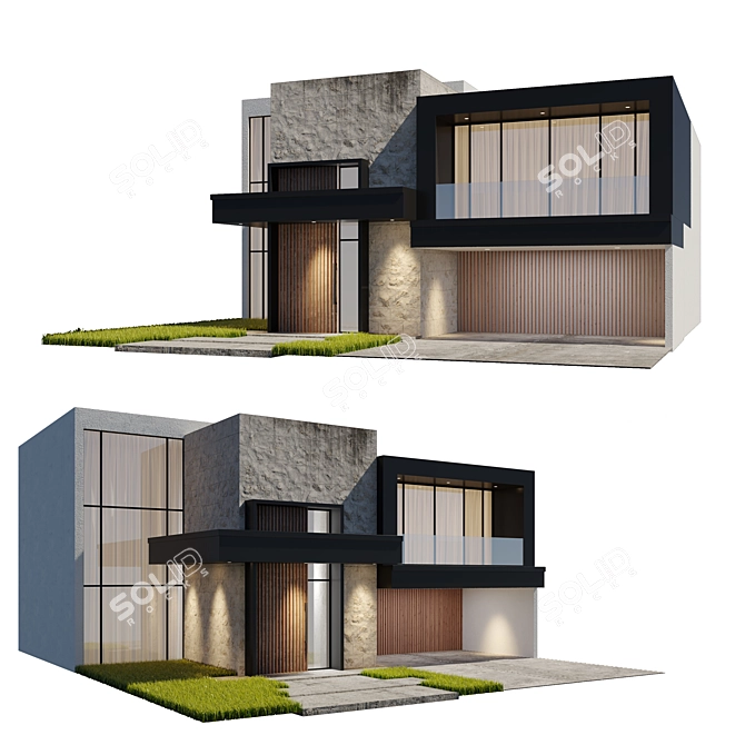 Sleek Modern House Model 2014 3D model image 2