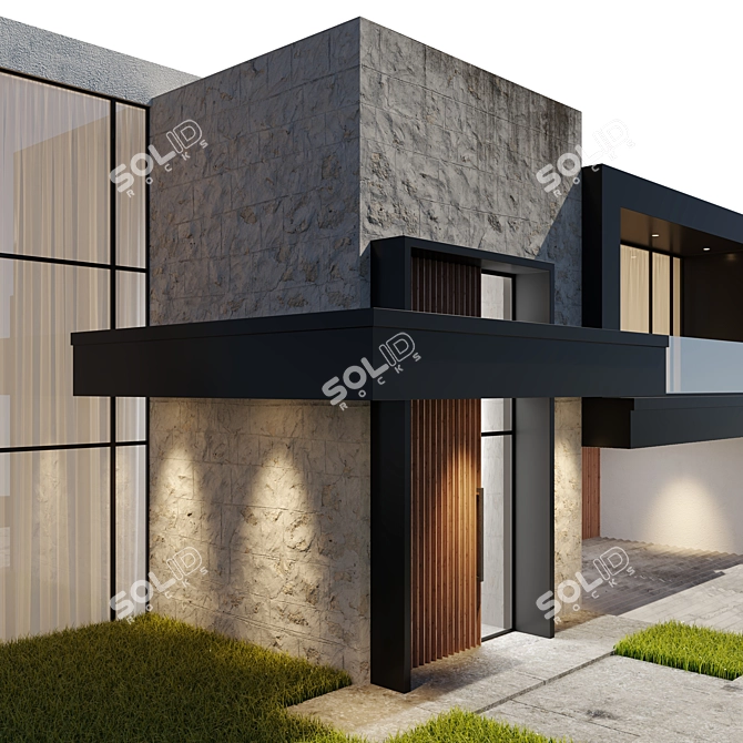 Sleek Modern House Model 2014 3D model image 4