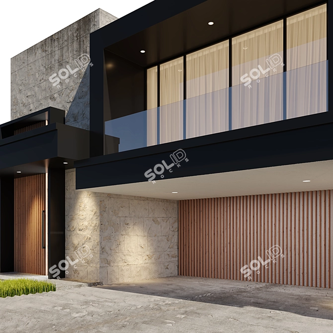 Sleek Modern House Model 2014 3D model image 5