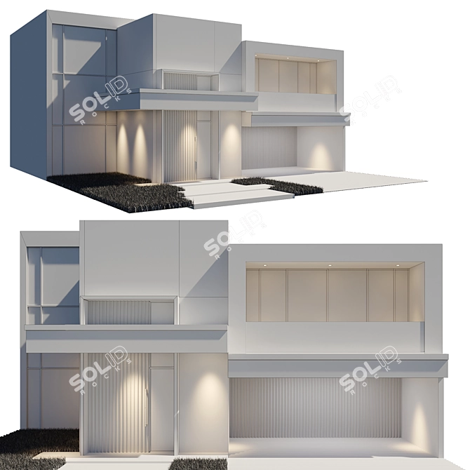 Sleek Modern House Model 2014 3D model image 6