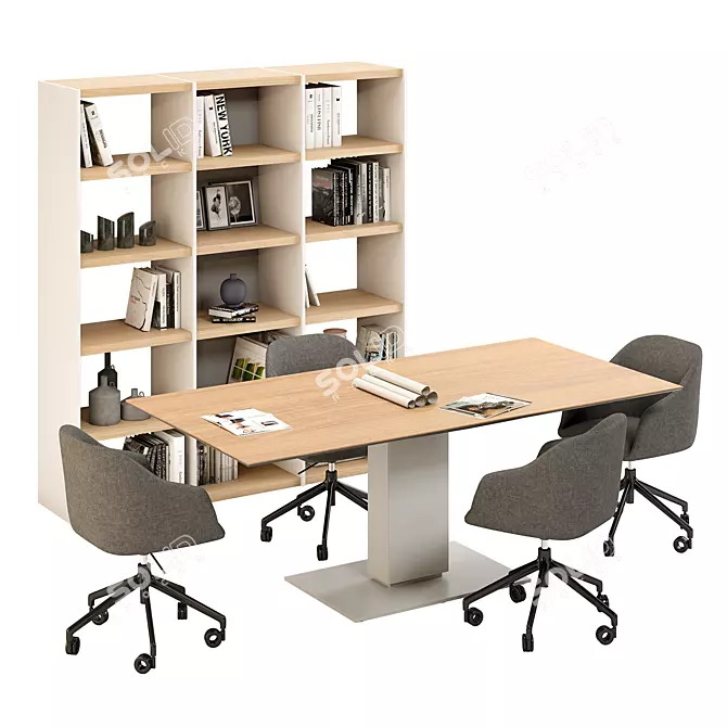 Modern Office Furniture Set, 3D Max 3D model image 2