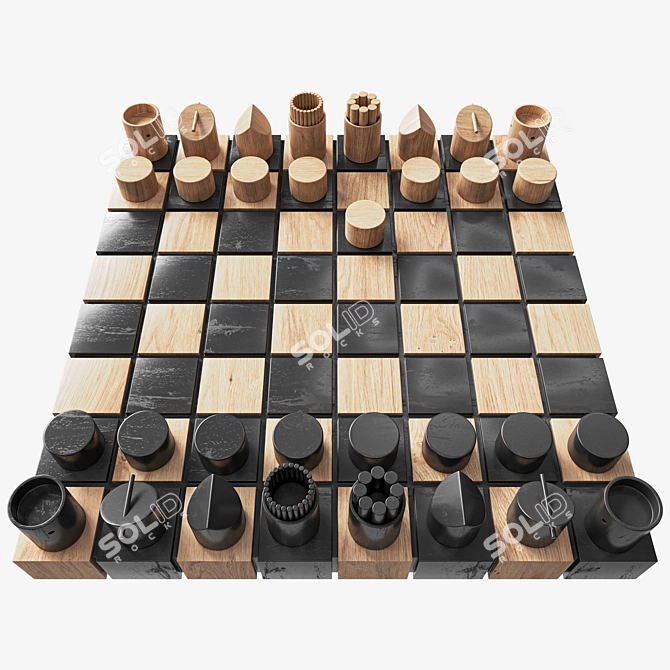 Wooden Chess Boards Set 3D model image 2