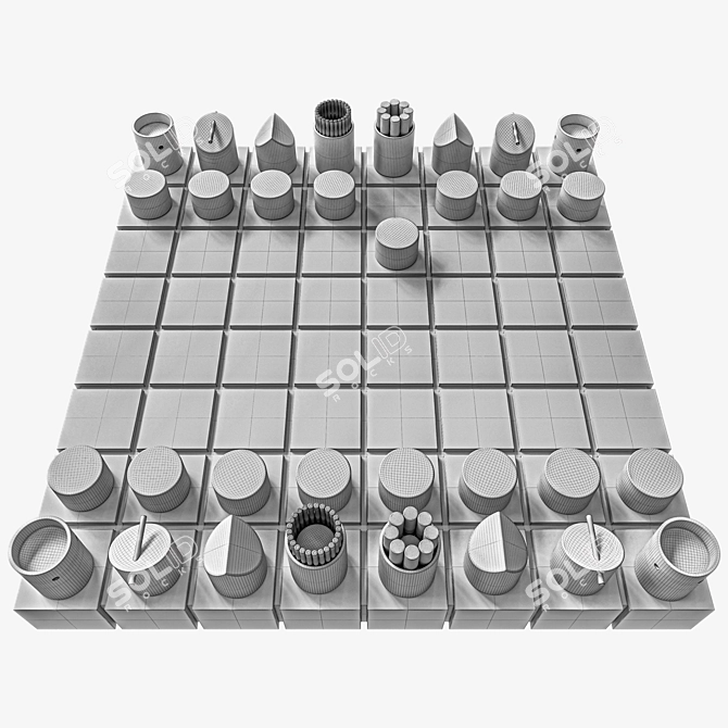 Wooden Chess Boards Set 3D model image 4