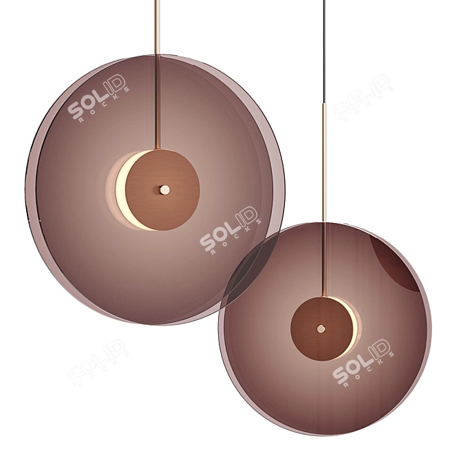 Metallized Glass Disc LED Pendant 3D model image 1