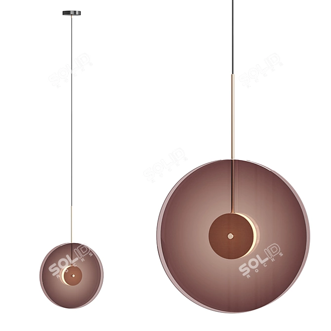 Metallized Glass Disc LED Pendant 3D model image 2