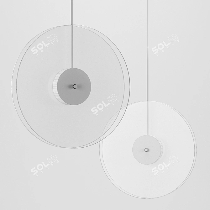 Metallized Glass Disc LED Pendant 3D model image 3