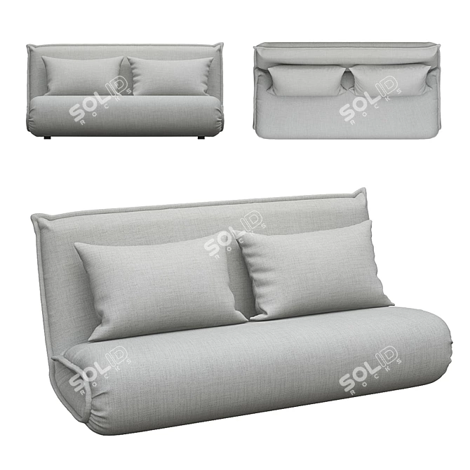 Modern Grey Fabric Sleeper Sofa 3D model image 2