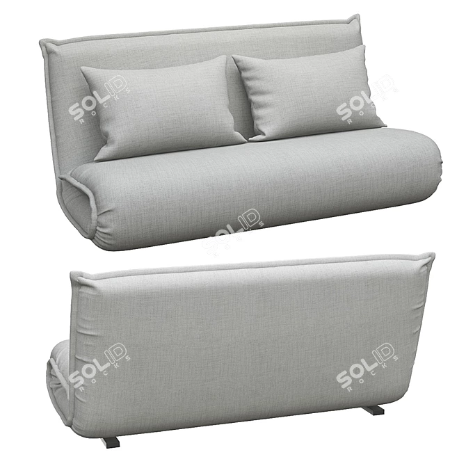 Modern Grey Fabric Sleeper Sofa 3D model image 3