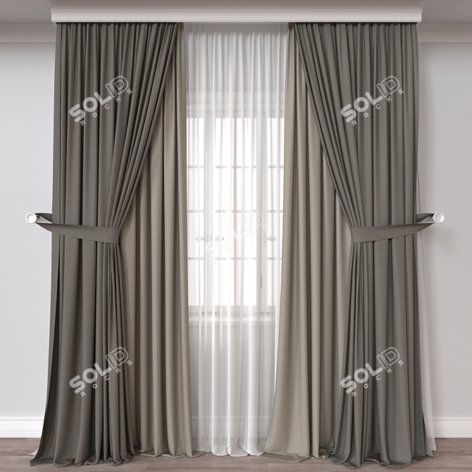 Elegant Curtain A234 with Versatile Export Options 3D model image 1