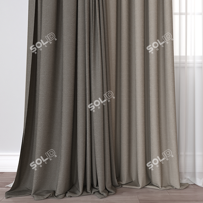 Elegant Curtain A234 with Versatile Export Options 3D model image 3