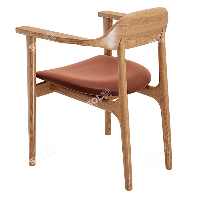 Aire Dining Chair Set, Leather & Wood 3D model image 3