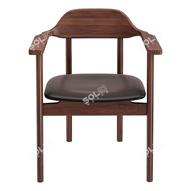 Aire Dining Chair Set, Leather & Wood 3D model image 4
