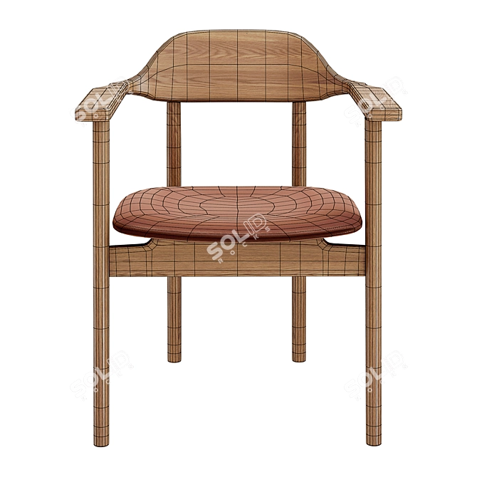 Aire Dining Chair Set, Leather & Wood 3D model image 5