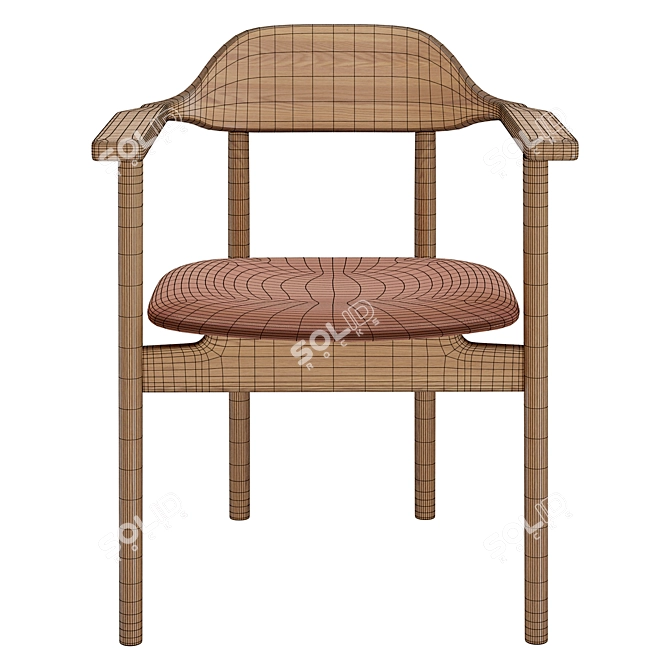 Aire Dining Chair Set, Leather & Wood 3D model image 7