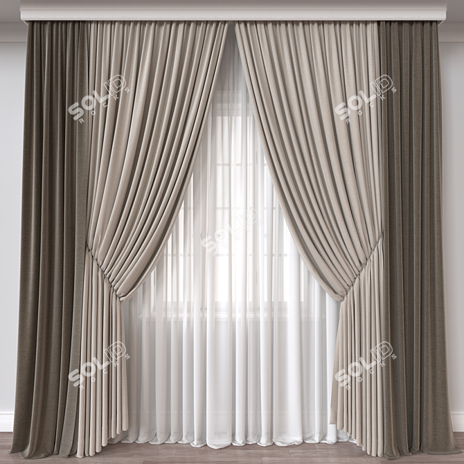 Modern 3D Curtain Model Formats 3D model image 1