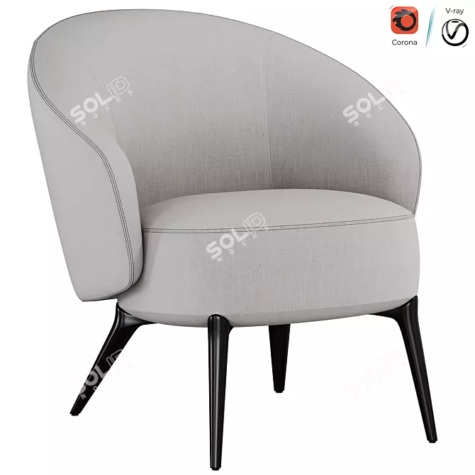 Elegant HELEN Armchair in Coral 3D model image 1