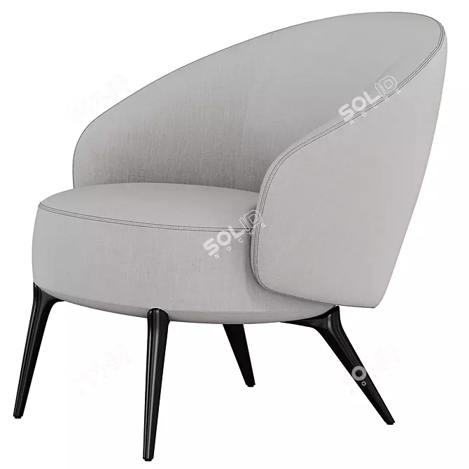 Elegant HELEN Armchair in Coral 3D model image 3