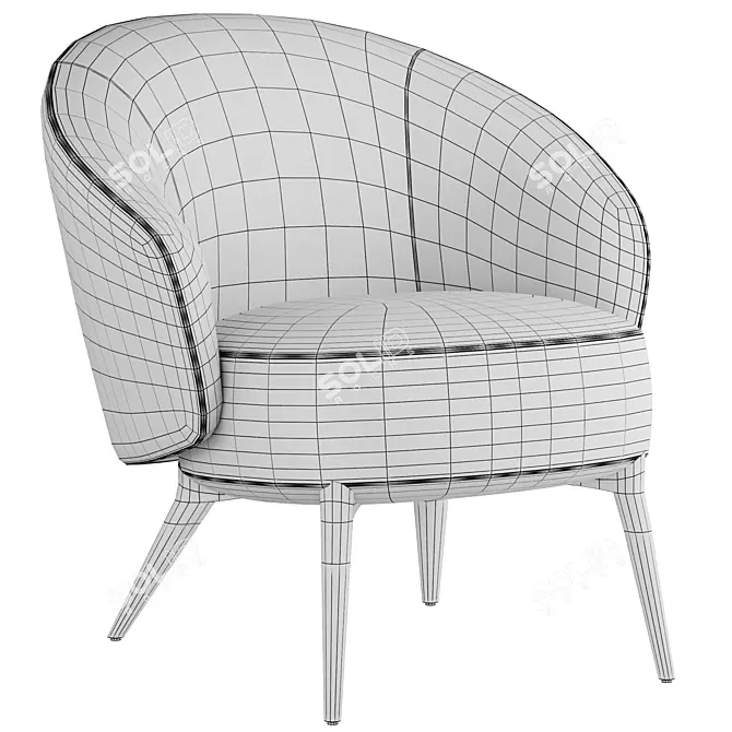 Elegant HELEN Armchair in Coral 3D model image 5