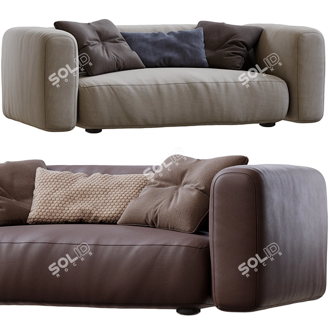 Modern Chic Two-Seater Sofa 3D model image 5