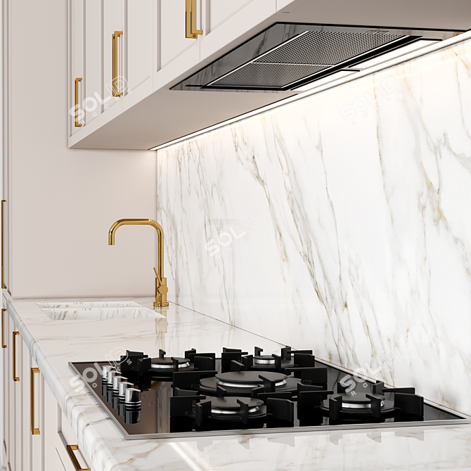 Modern Island Kitchen 3D Model 3D model image 2