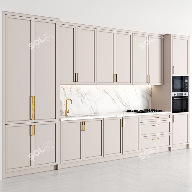 Modern Island Kitchen 3D Model 3D model image 3