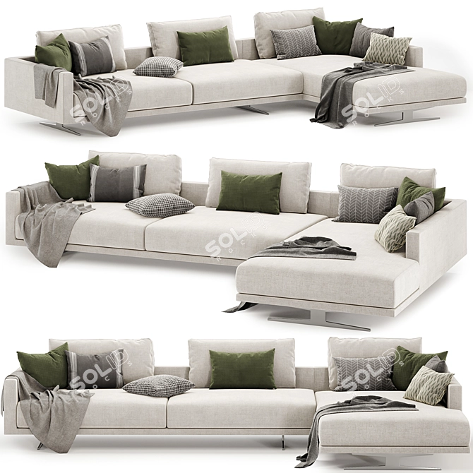 Luxurious Campiello Sectional Sofa 3D model image 1