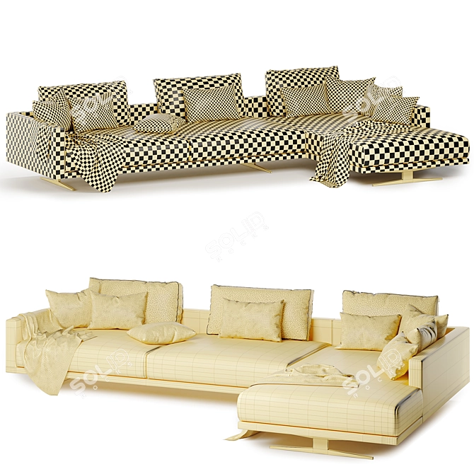 Luxurious Campiello Sectional Sofa 3D model image 3