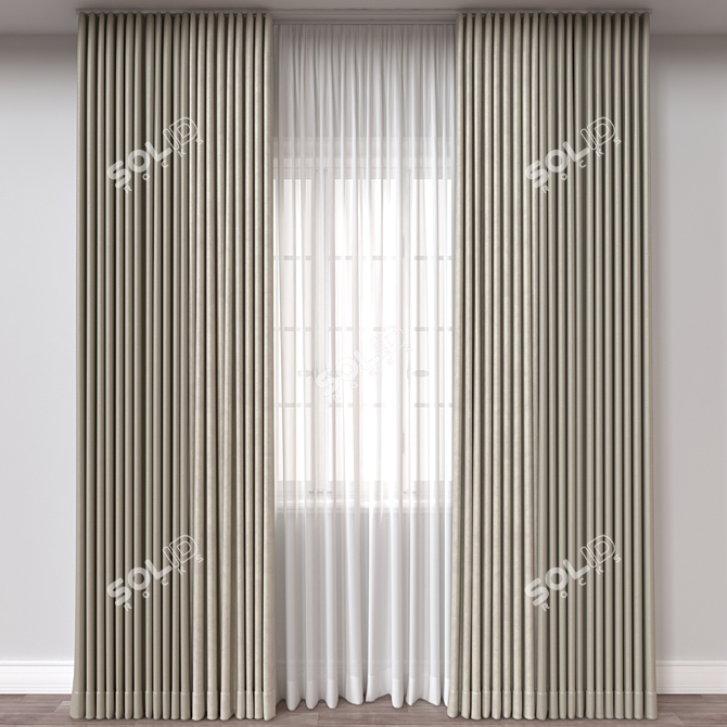 Rendered Curtain Model for 3D 3D model image 1