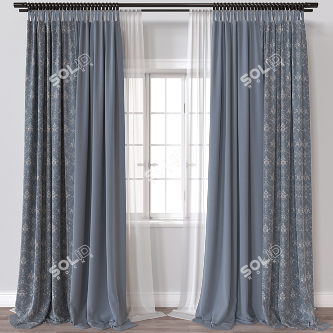 Elegant 3D Curtain Model 3D model image 1