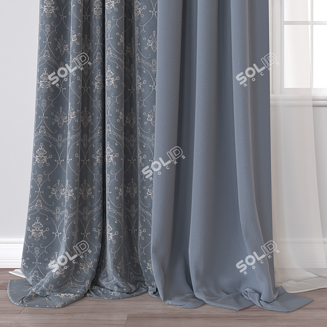 Elegant 3D Curtain Model 3D model image 2