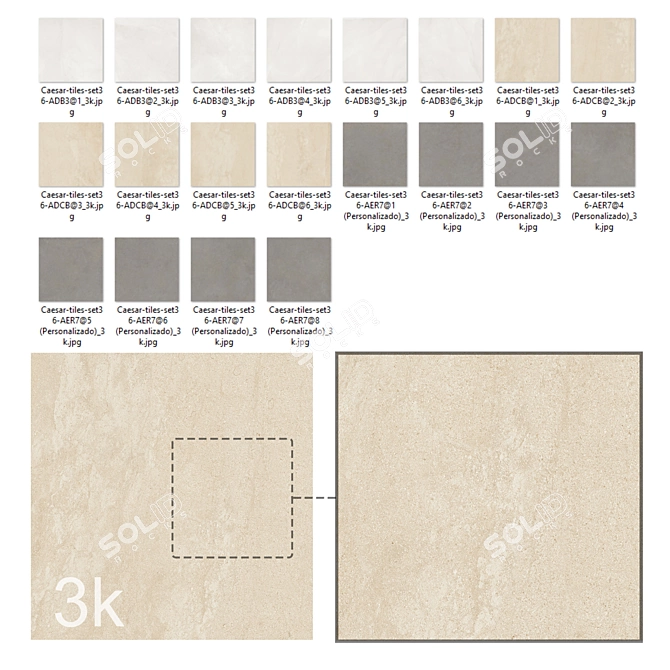 Concrete Porcelain Tiles Bundle - 3D Texture Set 3D model image 2