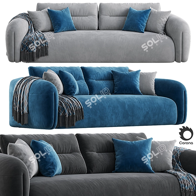 Elegant Quentin Sofa in 3D 3D model image 1