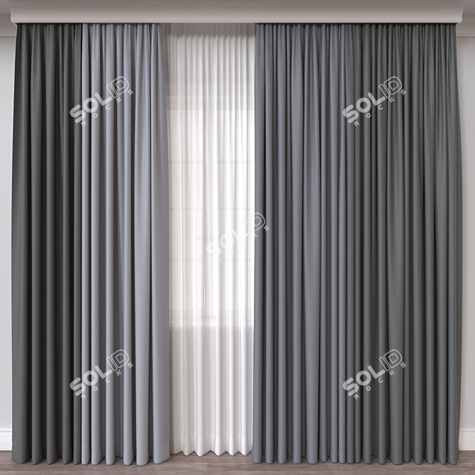 Modern 3D Curtain Model FBX 3D model image 1