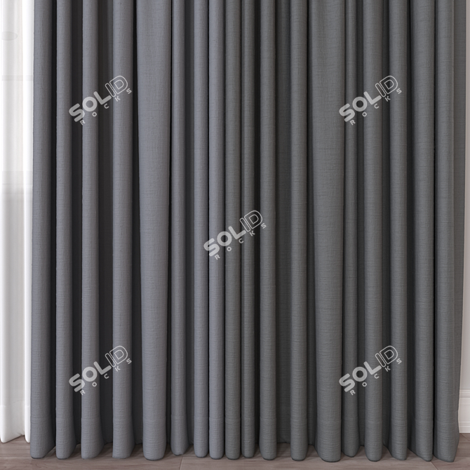 Modern 3D Curtain Model FBX 3D model image 3