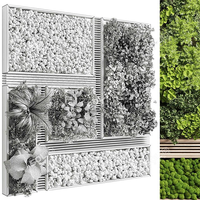 Wooden Frame Moss Vertical Wall Garden 3D model image 4