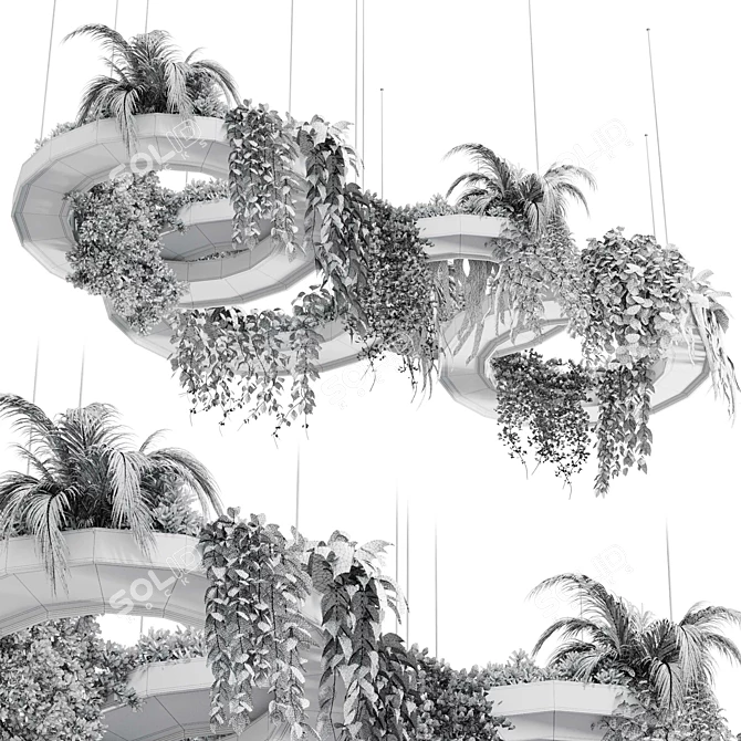 Modern Hanging Indoor Plant 3D Model 3D model image 5