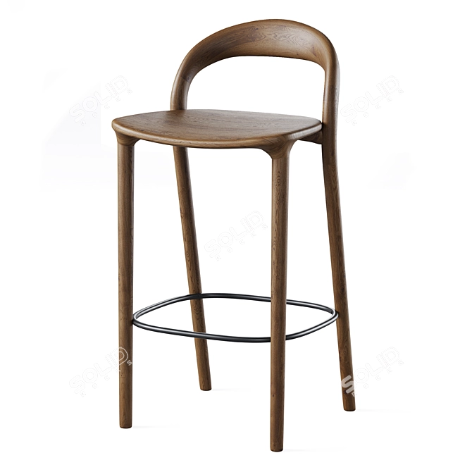 Lugano Bar Stool in Natural Oak 3D model image 4