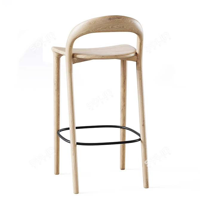 Lugano Bar Stool in Natural Oak 3D model image 1