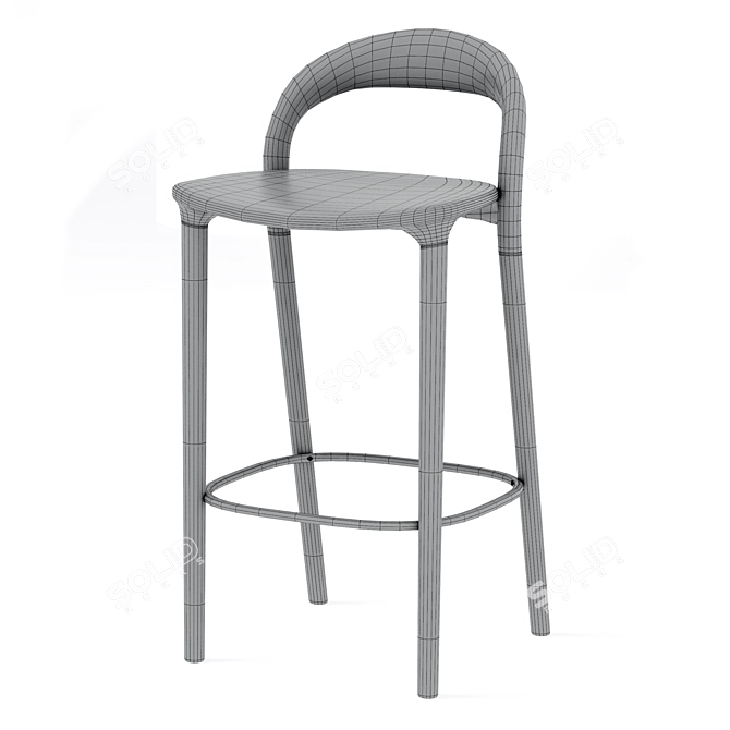 Lugano Bar Stool in Natural Oak 3D model image 2