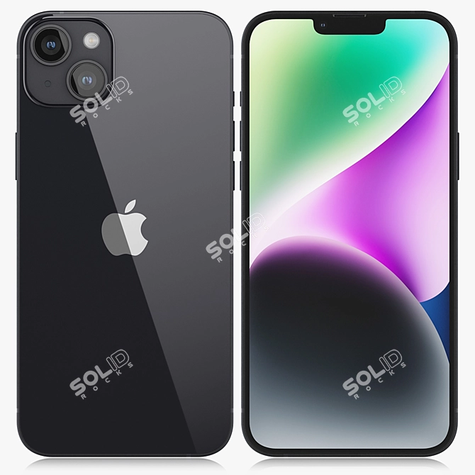 iPhone 14 Plus Midnight Render 3D model image 1