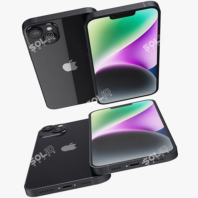 iPhone 14 Plus Midnight Render 3D model image 2