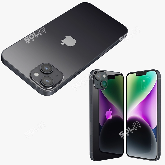 iPhone 14 Plus Midnight Render 3D model image 6